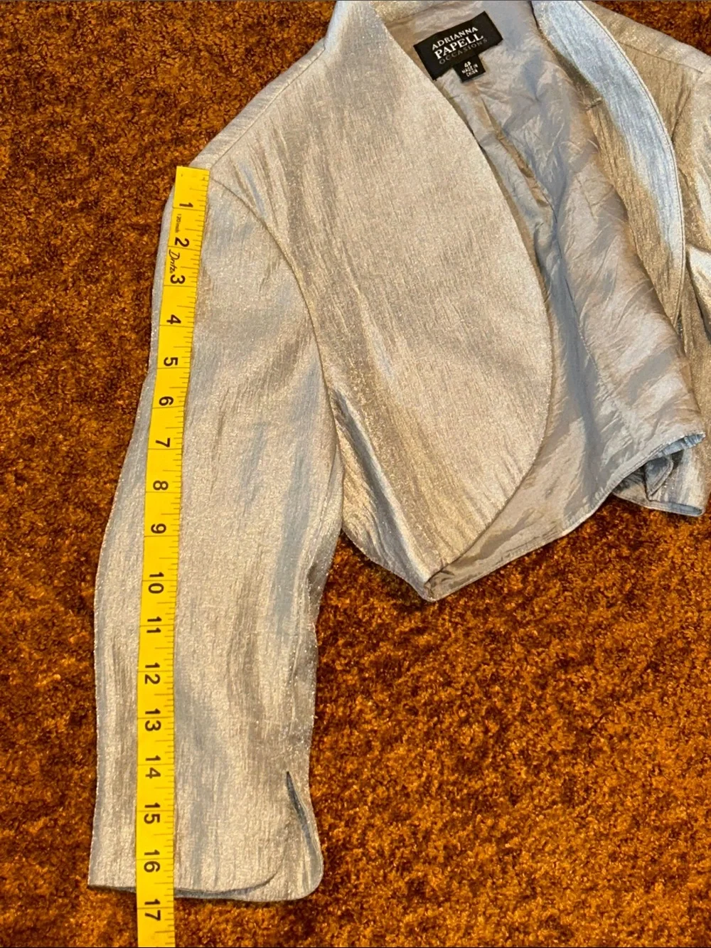 Adrianna Papell Silver Cropped Bolero Jacket - Picture 5 of 9